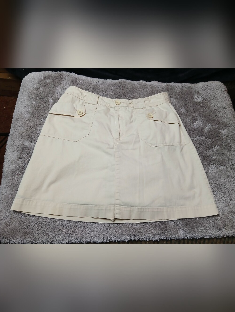 White Stag Stretch Cream Button-Accent A-Line Skirt/Skorts